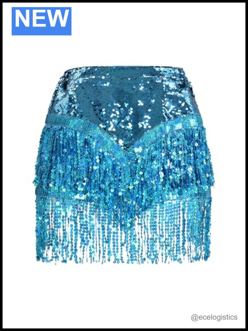 Sequin Fringe Tassel Mini Skirt Sparkly Rave Party Flapper Wrap